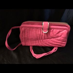 Pink/ MAGENTA Jessica Simpson Quilted Suede Clutch purse (New!)